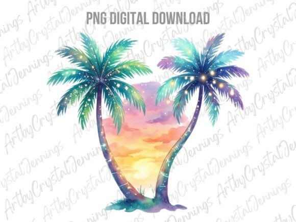 Download Whimsical Sunset Palm Trees PNG - Sun Collection