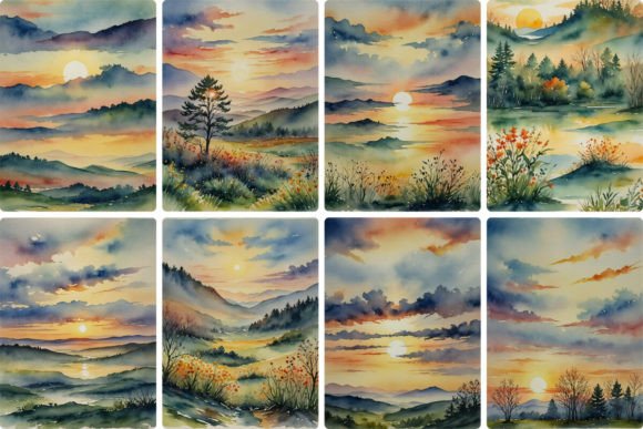 Download Summer Sunrise Watercolor - Sun Collection