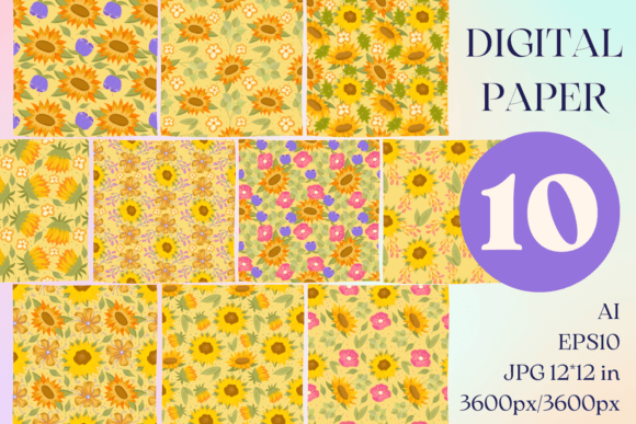 Download Sunflower Digital Paper 12x12 - Sun Collection