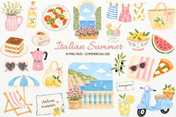 Download Italian Summer Clipart Coastal PNG Italy - Italy Collection