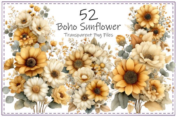 Download Boho Sunflower Clipart Bundle - Sun Collection