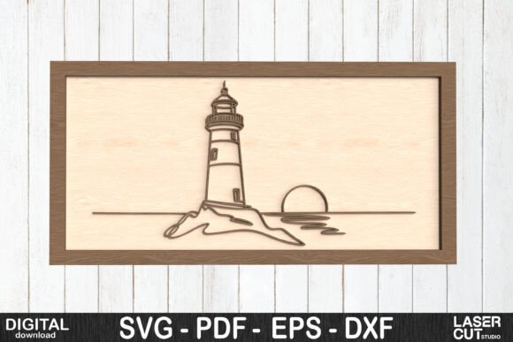 Download Lighthouse Sunset Line Art SVG - Sun Collection