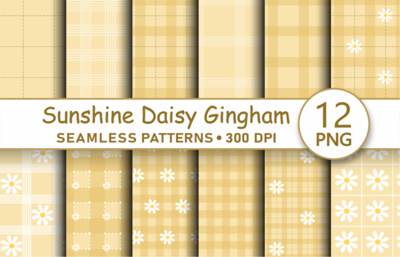 Download Sunshine Yellow Daisy Gingham Patterns - Sun Collection