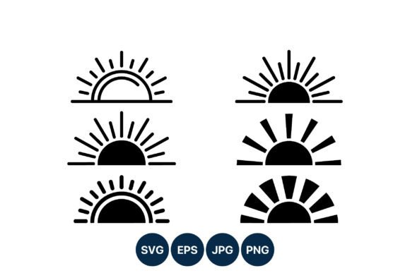 Download Sunrise Icon Set Black White Vector - Sun Collection