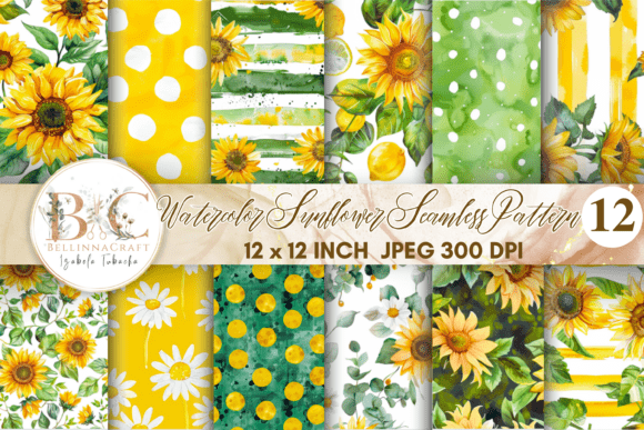 Download Watercolor Sunflower Seamless Pattern - Sun Collection