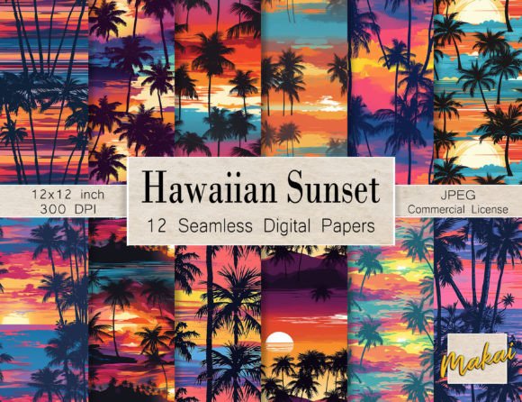 Download Bright Hawaiian Sunset Seamless Patterns - Sun Collection