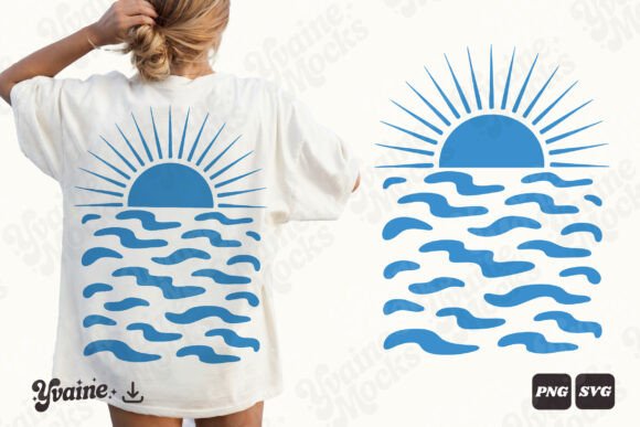 Download Retro Summer Sunrise Ocean Waves SVG PNG - Sun Collection
