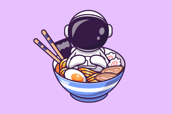 Download Cute Astronaut in Bowl of Ramen Noodle - Bowl Collection