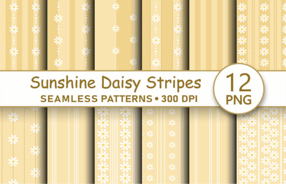 Download Sunshine Yellow Daisy Striped Patterns - Sun Collection
