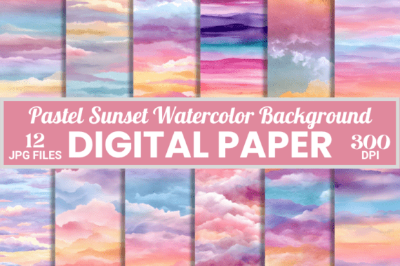 Download Pastel Sunset Watercolor Background Pack - Sun Collection