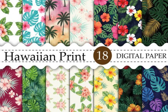 Download Hawaiian Print Digital Paper Designs - Designs Collection